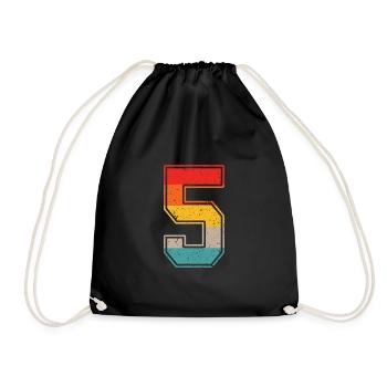 5 years retro jersey number 5 T-shirt number 5 - Drawstring Bag - black - Front