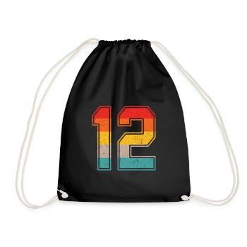 12 years retro jersey number 12 T-shirt number 12 - Drawstring Bag - black - Front