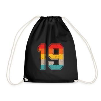 19 years retro jersey number 19 T-shirt number 19 - Drawstring Bag - black - Front