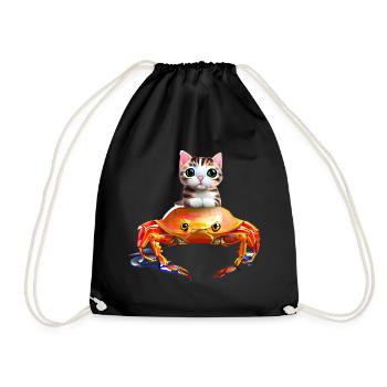 Bébé chat sur crabe - Sac de sport léger - noir - Devant