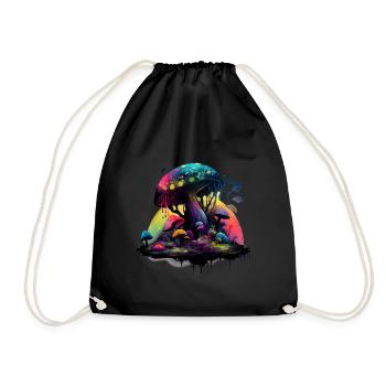 Trippy Magic Mushroom Artwork mit Wasserfarben - Turnbeutel - Schwarz - Vorne