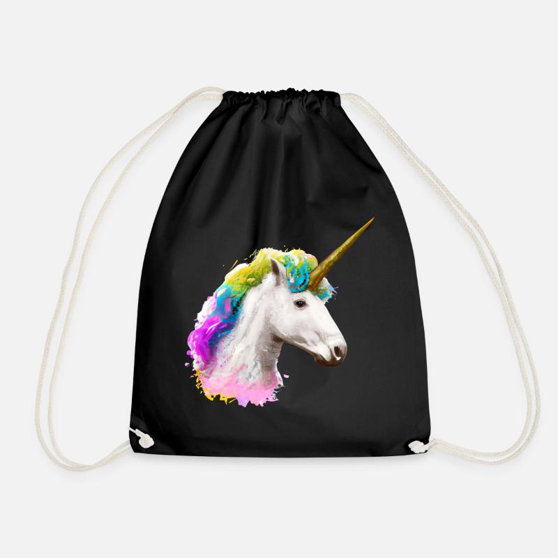 Farbenfrohes Einhorn - Turnbeutel - Schwarz