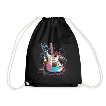 Slanted Electric Guitar - Drawstring Bag - black - Front