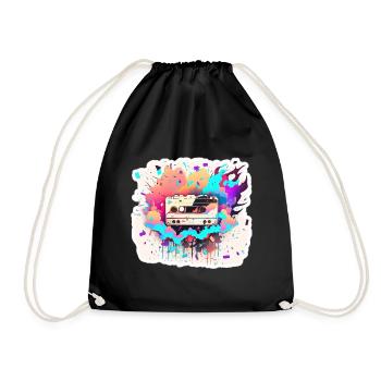 Autocollant Retro Cassette - Sac de sport léger - noir - Devant