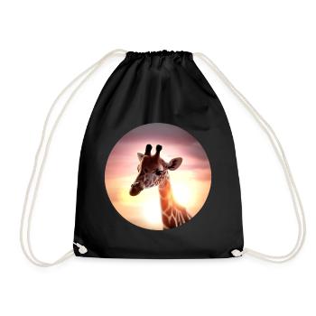 Jeune girafe au coucher du soleil - Sac de sport léger - noir - Devant