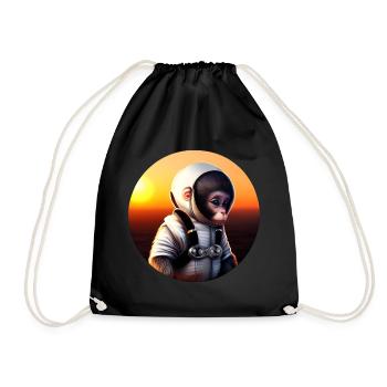 Monkey Astronaut - Drawstring Bag - black - Front