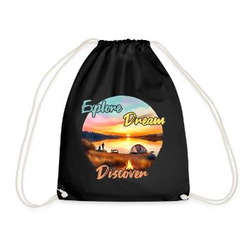 Camping Adventure Explore Dream Discover - Drawstring Bag - black - Front