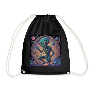 The fascinating alien in the colorful cosmos - Drawstring Bag - black - Front