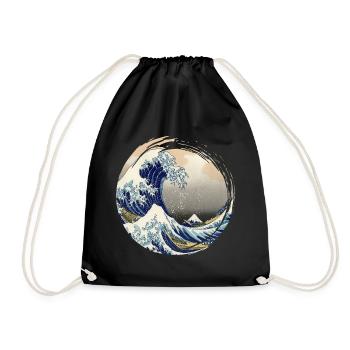The Great Wave off Kanagawa - Drawstring Bag - black - Front