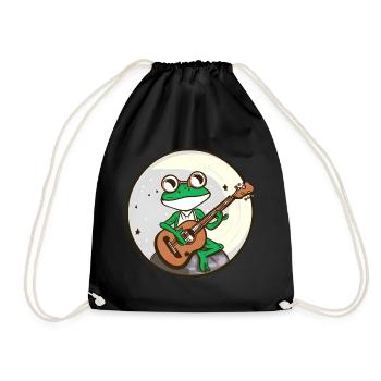 Mondschein Frosch mit Gitarre - Turnbeutel - Schwarz - Vorne