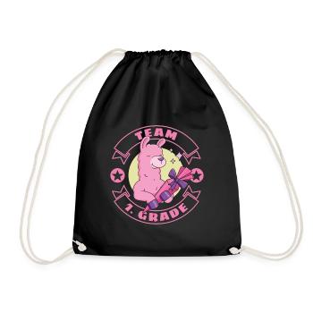 Llama Alpaca School Enrollment Schoolchild School Cone - Drawstring Bag - black - Front
