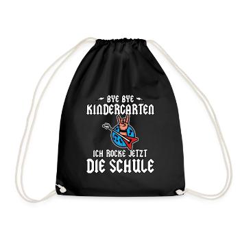 Einschulung Heavy Metal Gitarre Pommesgabel Rockig - Turnbeutel - Schwarz - Vorne