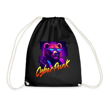 Cyberpunk-Bär - Turnbeutel - Schwarz - Vorne