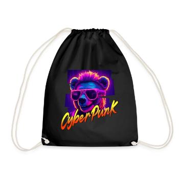 Cyberpunk-Bär - Turnbeutel - Schwarz - Vorne