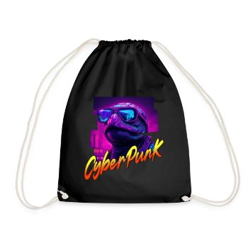 Cyberpunk-Schildkröte - Turnbeutel - Schwarz - Vorne