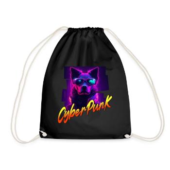 Cyberpunk-Hund - Turnbeutel - Schwarz - Vorne