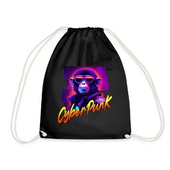 Cyberpunk-Affe - Turnbeutel - Schwarz - Vorne