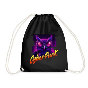 Cyberpunk-Eule - Turnbeutel - Schwarz - Vorne