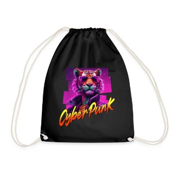 Cyberpunk Tiger - Turnbeutel - Schwarz - Vorne