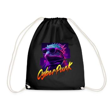 Cyberpunk-Eidechse - Turnbeutel - Schwarz - Vorne