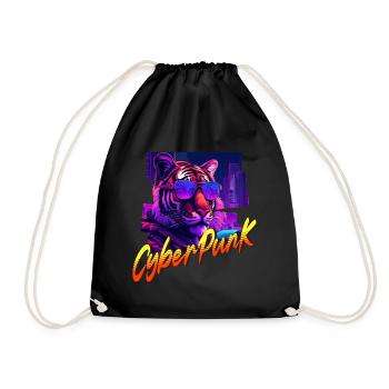 Cyberpunk Tiger - Turnbeutel - Schwarz - Vorne