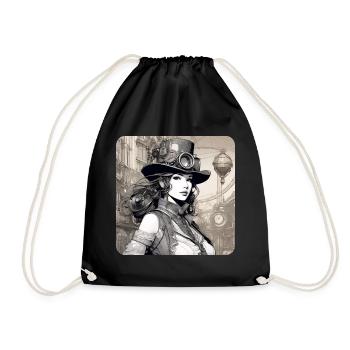 Cooles Steampunk Girl - Turnbeutel - Schwarz - Vorne