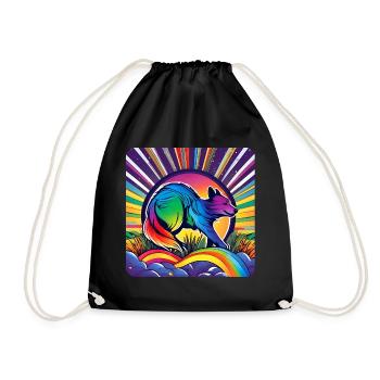 Spirit Animal Fox in Bright Colors - Drawstring Bag - black - Front