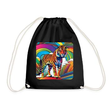 Spirit Animal Tiger in bunten Farben - Turnbeutel - Schwarz - Vorne