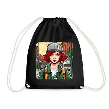 Cool Irish Redhead Girl - Drawstring Bag - black - Front