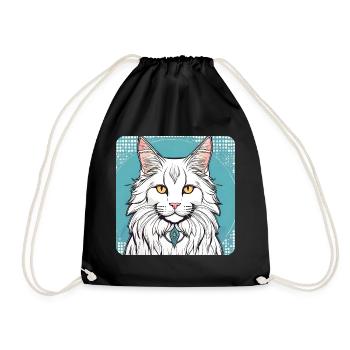 Fier chat Maine Coon blanc aux yeux jaunes - Sac de sport léger - noir - Devant