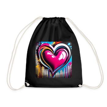 Heart in graffiti style - Drawstring Bag - black - Front
