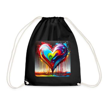 Heart in graffiti style - Drawstring Bag - black - Front