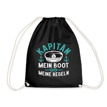 Kapitän Mein Boot Meine Regeln - Turnbeutel - Schwarz - Vorne