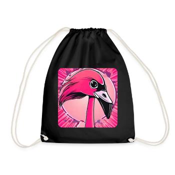 Pink Flamingo - Drawstring Bag - black - Front