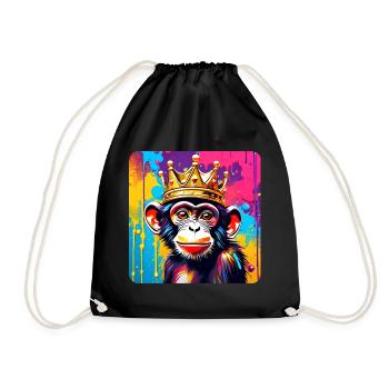 Singe mignon avec couronne dans le style graffiti - Sac de sport léger - noir - Devant