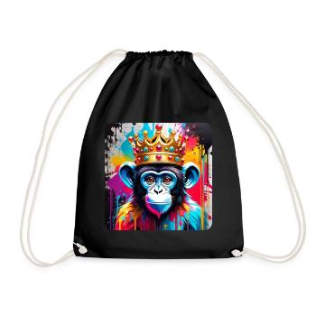 Singe mignon avec couronne dans le style graffiti - Sac de sport léger - noir - Devant