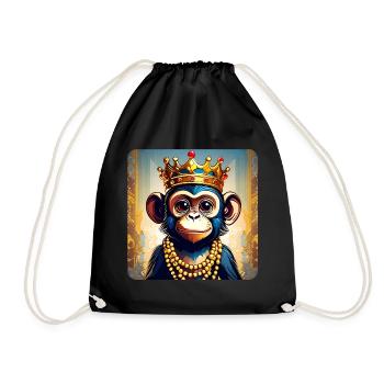 Singe mignon avec couronne - Sac de sport léger - noir - Devant