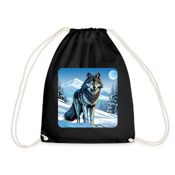 Stolzer Wolf im Winter Spiritanimal - Turnbeutel - Schwarz - Vorne