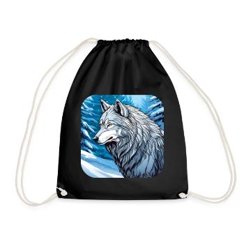 Stolzer Wolf im Winter Spiritanimal - Turnbeutel - Schwarz - Vorne