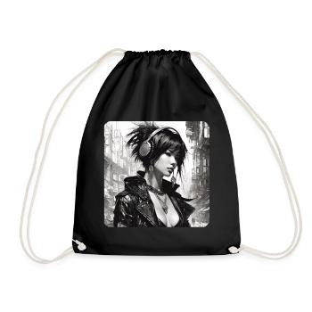 Cooles Goth Punk Girl - Turnbeutel - Schwarz - Vorne