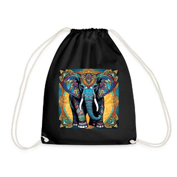 Spirit Animal Elephant in Bohemian Style - Drawstring Bag - black - Front