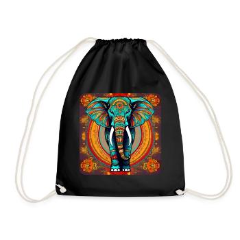 Spirit Animal Elephant in Bohemian Style - Drawstring Bag - black - Front