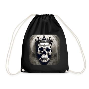 Grinning skull with crown - Drawstring Bag - black - Front