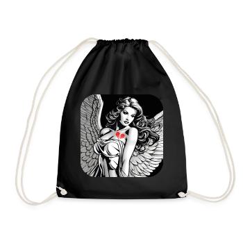 Angel broken heart tattoo - Drawstring Bag - black - Front