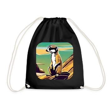 Cute meerkat - Drawstring Bag - black - Front