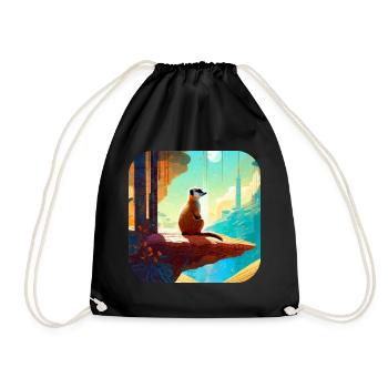 Cute meerkat - Drawstring Bag - black - Front