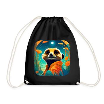 Cute meerkat - Drawstring Bag - black - Front