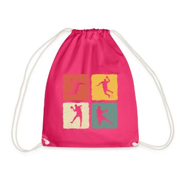 Handball Player Retro T-Shirt Handball - Drawstring Bag - fuchsia - Front