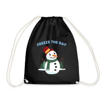 Freeze the day - Happy snowman - Drawstring Bag - black - Front