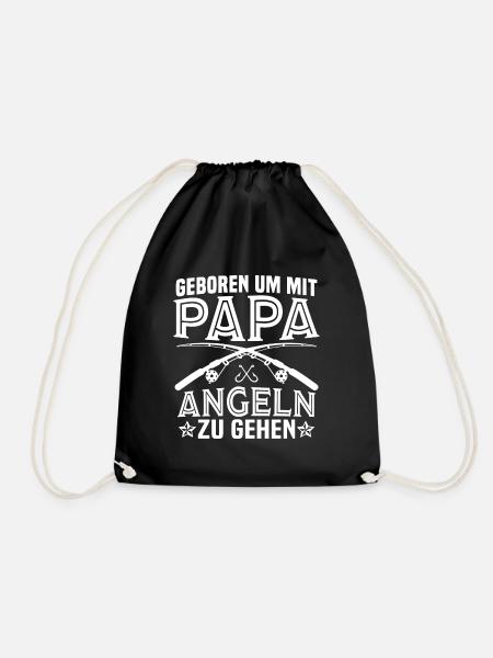 geboren um mit papa angeln zu gehen - Turnbeutel - Schwarz